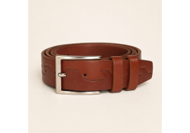 Curea bărbați elegantă maro cognac din piele naturală, 3.5 cm CLK3506M